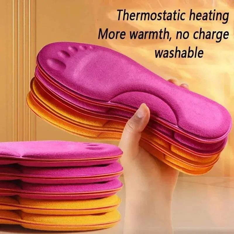 2Pairs Self Heating Insoles Thermostatic Thermal Insole Massage Memory Foam Arch Support Shoe Pad Heated Pads Winter Men Women