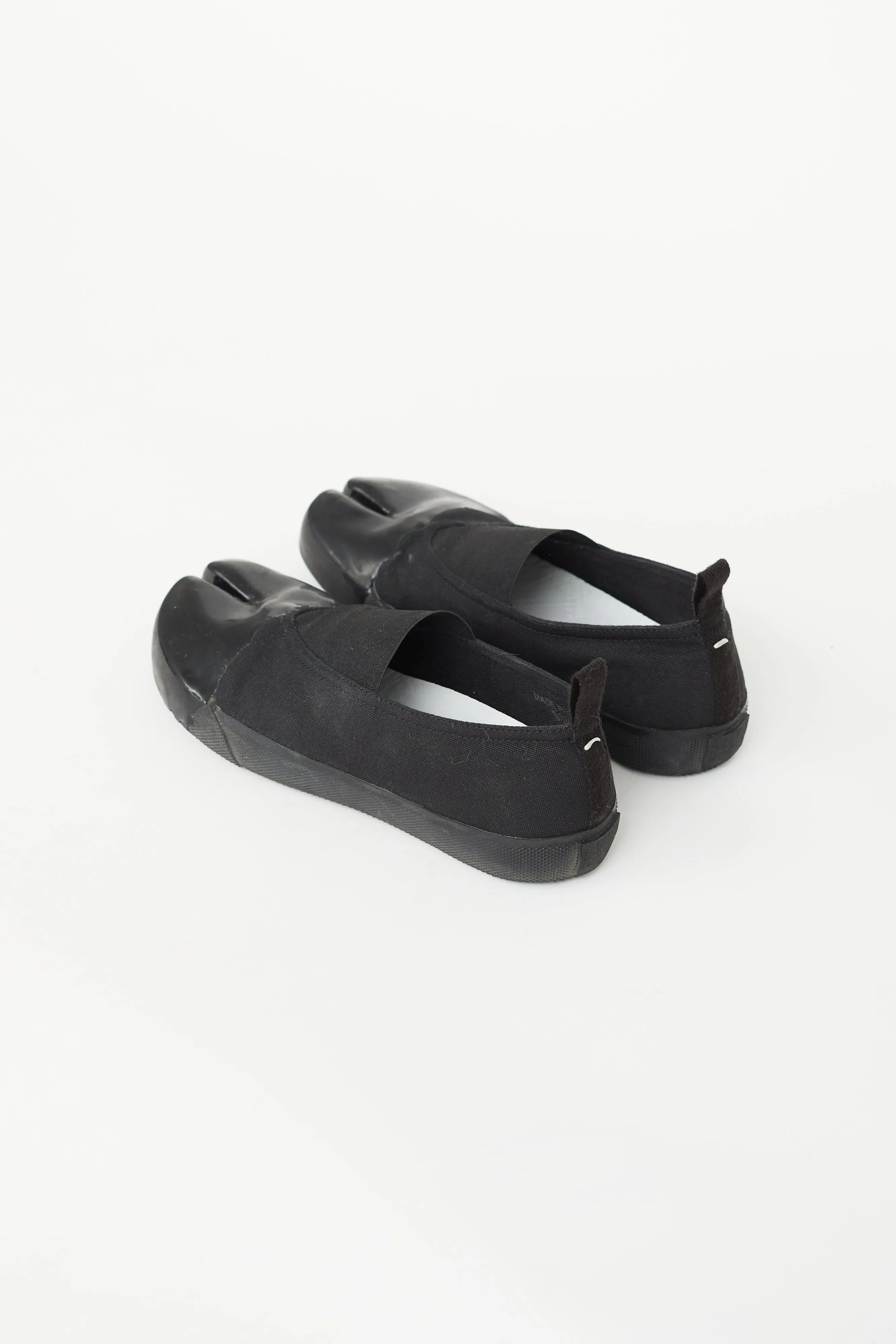 Black Canvas & Rubber Tabi Flat