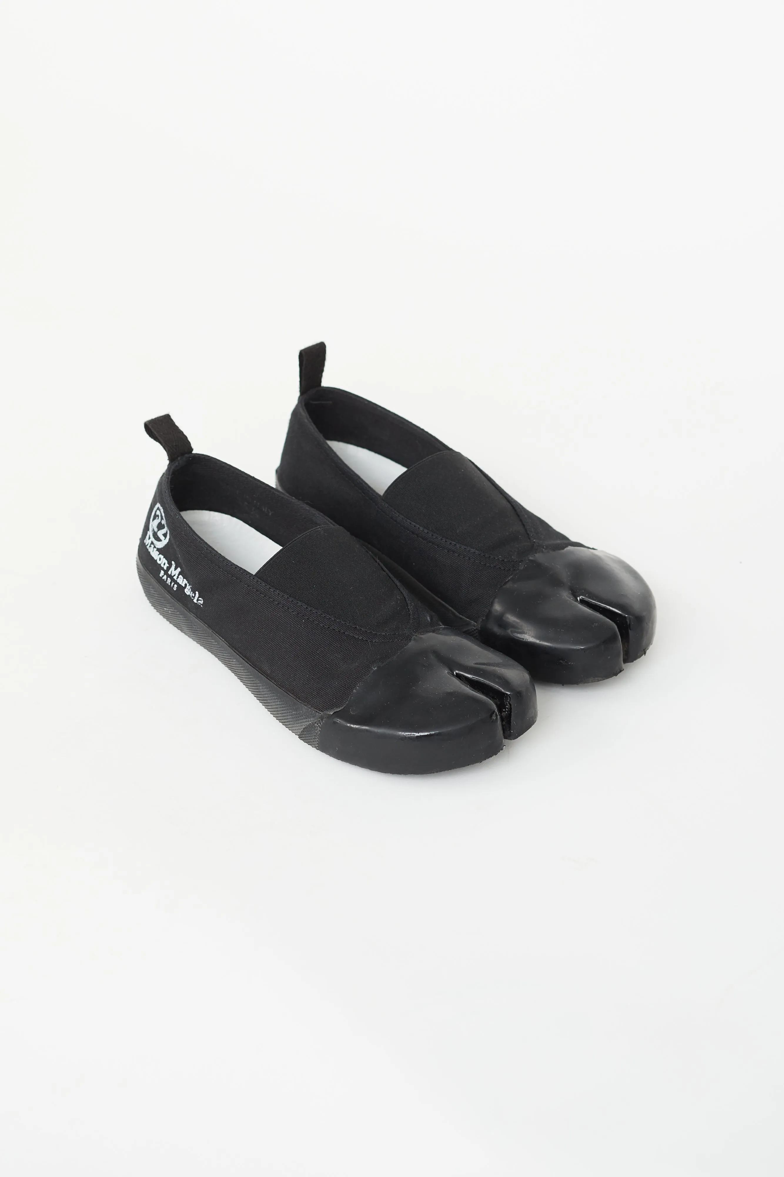 Black Canvas & Rubber Tabi Flat