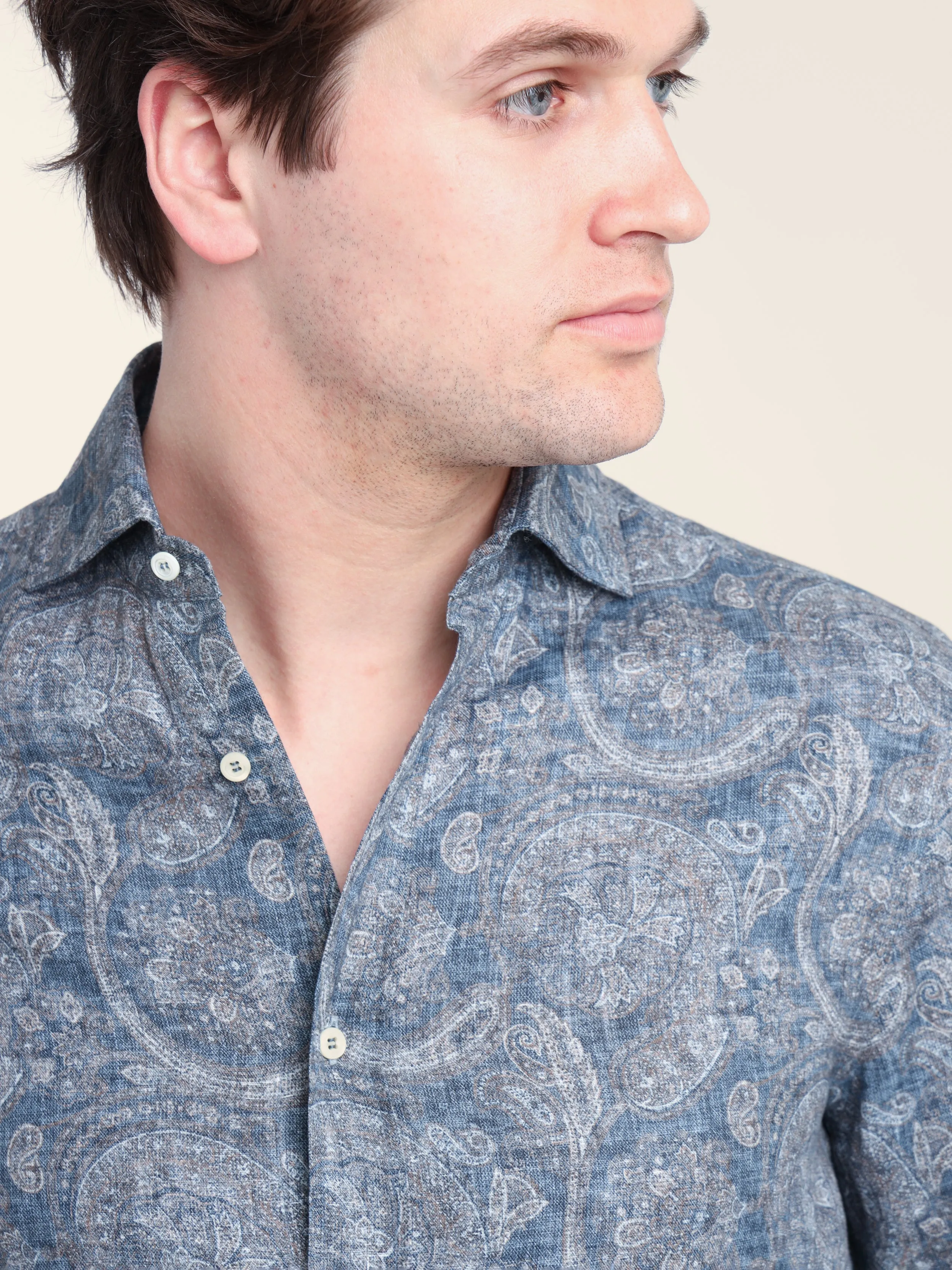 Blue Paisley Cotton Shirt