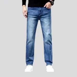 Casual style elastic high rise men's jeans