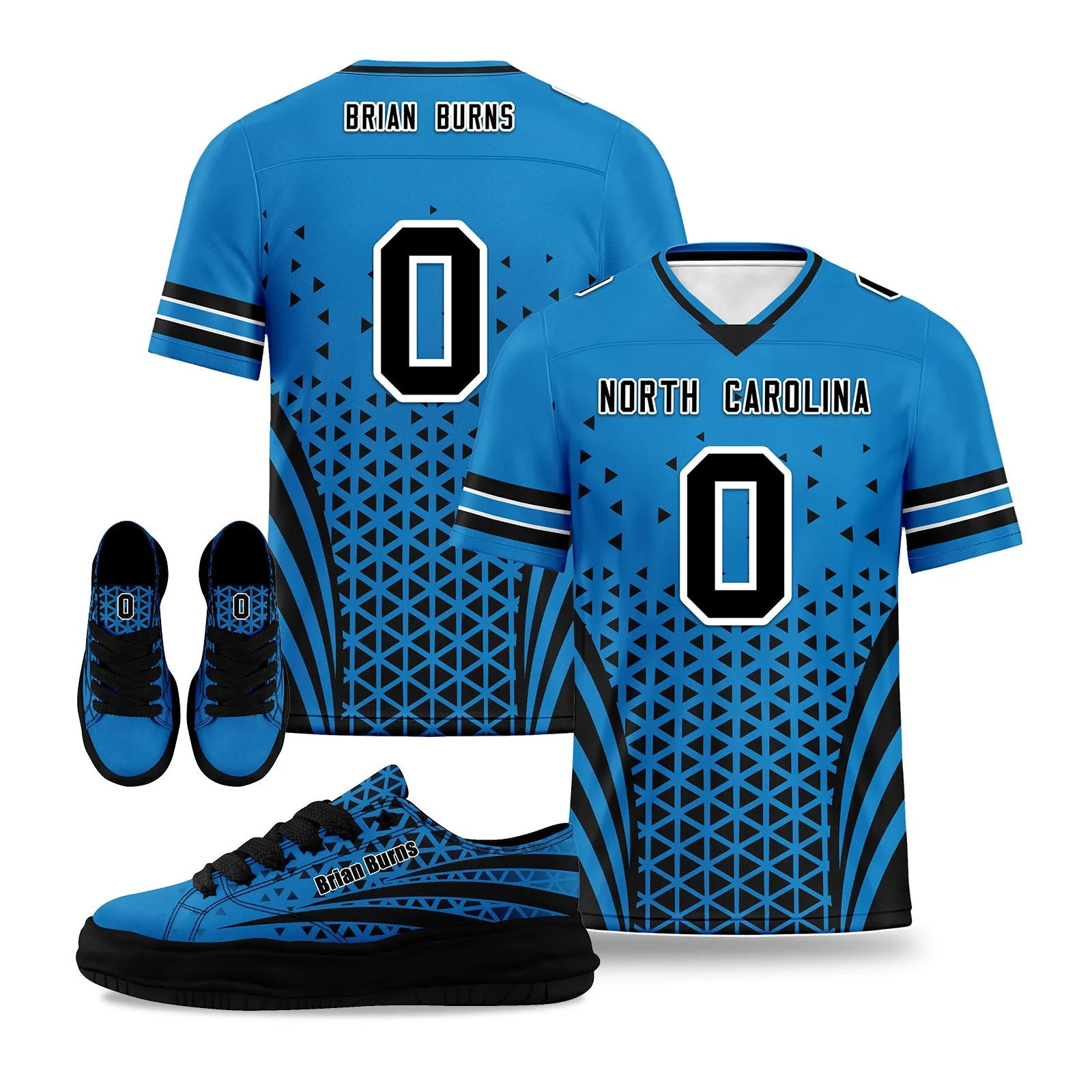 Custom Blue Black North Carolina Football Jersey and Sports Shoes Combo Offer Personalized Combo ZH-D023031-5