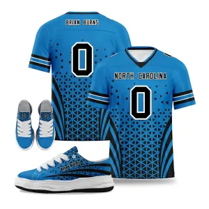 Custom Blue Black North Carolina Football Jersey and Sports Shoes Combo Offer Personalized Combo ZH-D023031-5