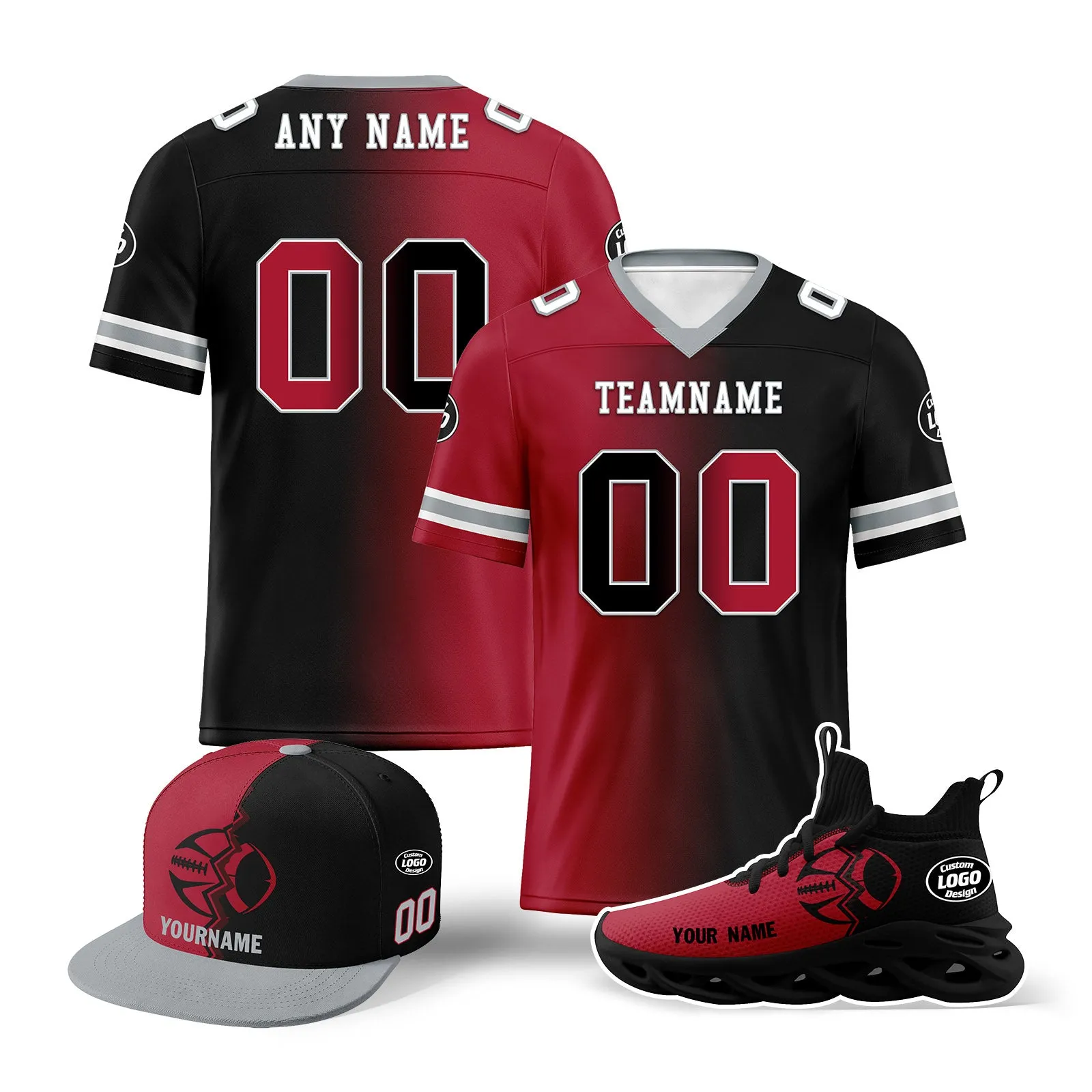 Custom Red Black Georgia Football Jersey MaxSoul Shoes and Hat Combo Offer Personalized Combo ZH-D028018-2