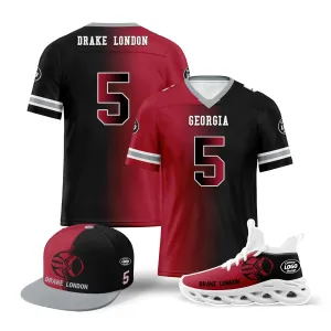 Custom Red Black Georgia Football Jersey MaxSoul Shoes and Hat Combo Offer Personalized Combo ZH-D028018-2