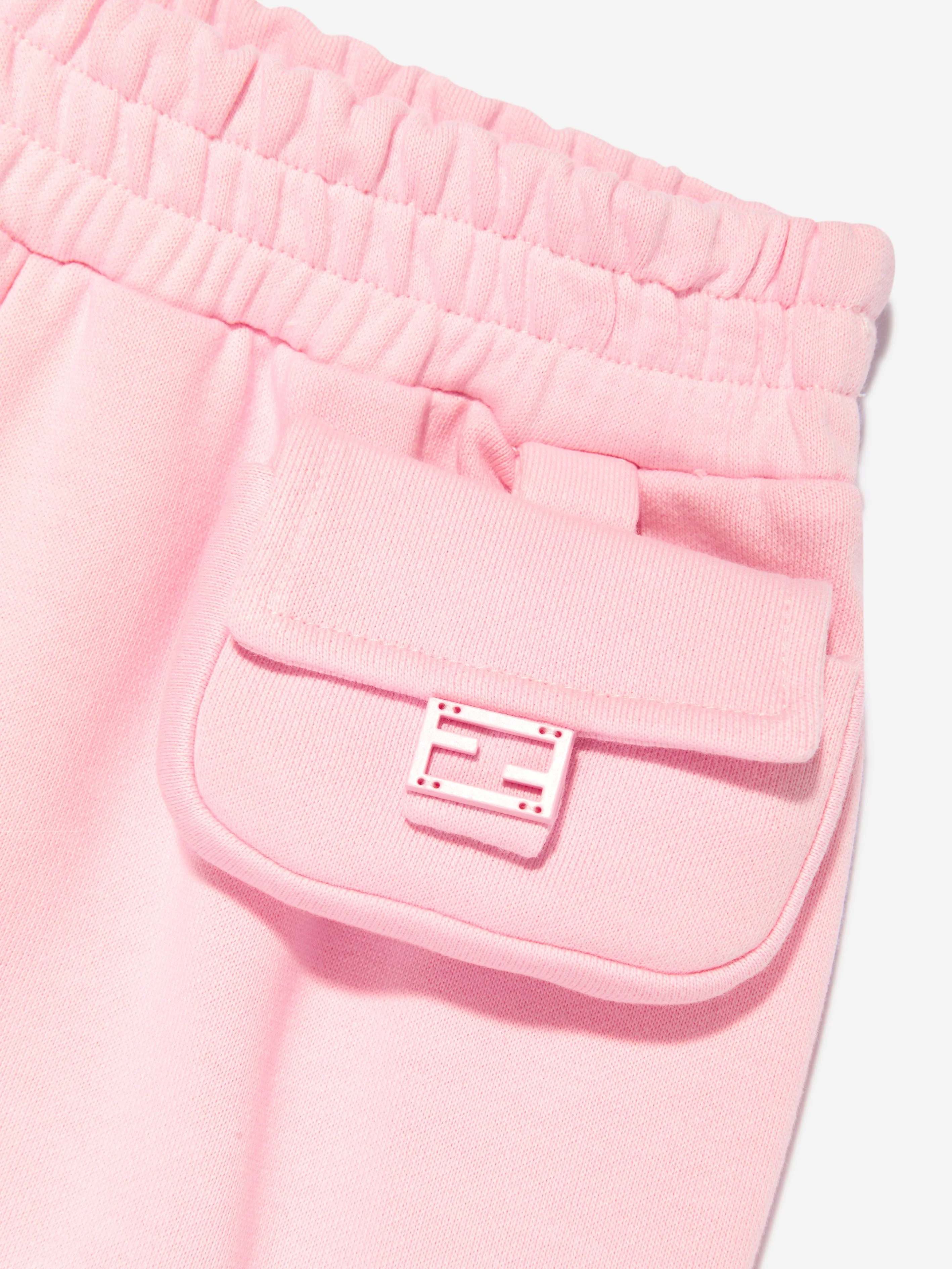 Fendi Girls Logo Joggers in Pink