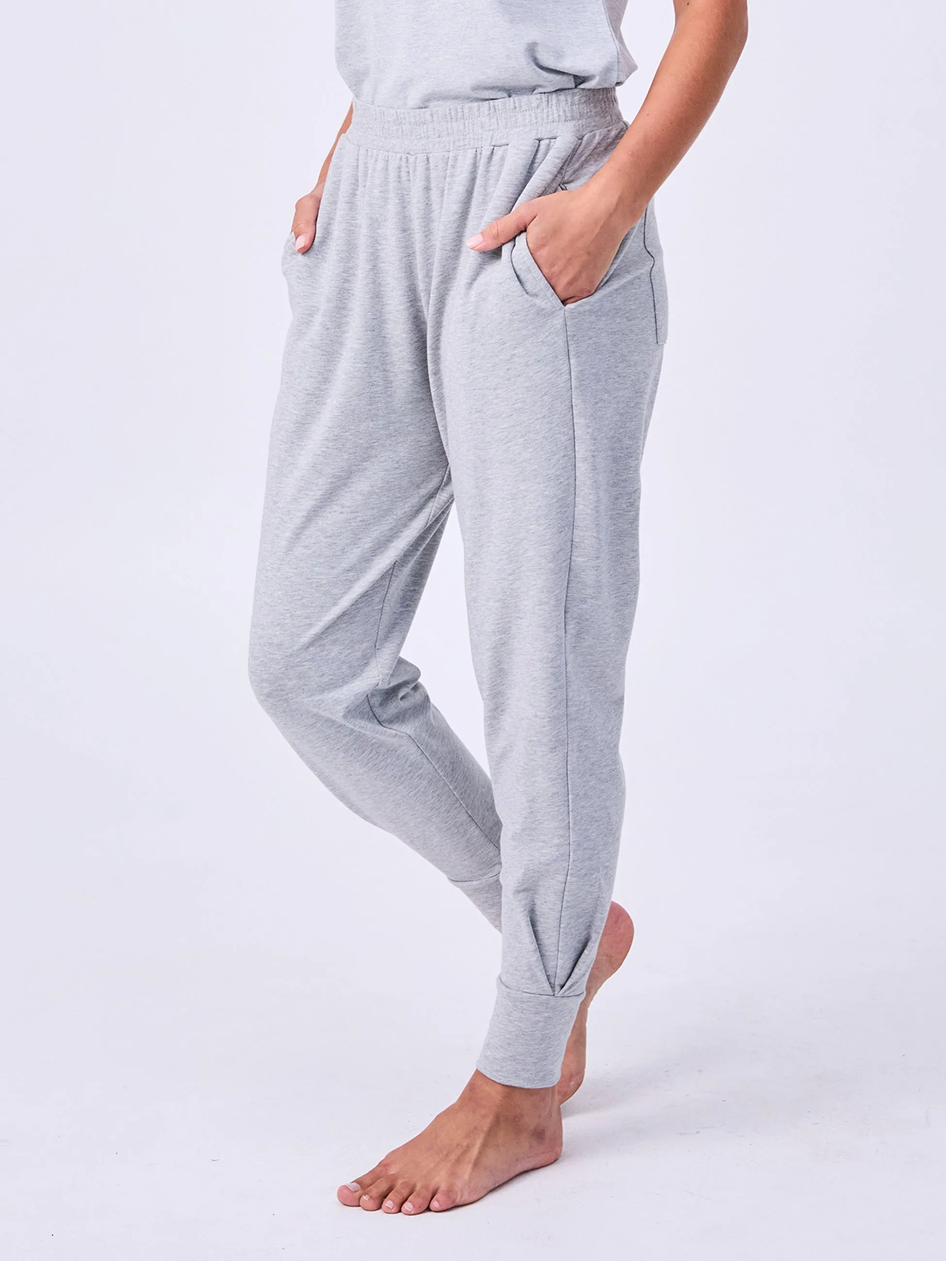 French Terry Side Pleat Jogger Jogger - Melange Grey