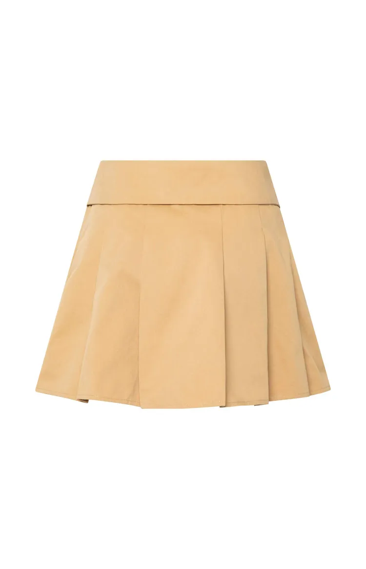 Haylen Tan Pleated Mini Skirt