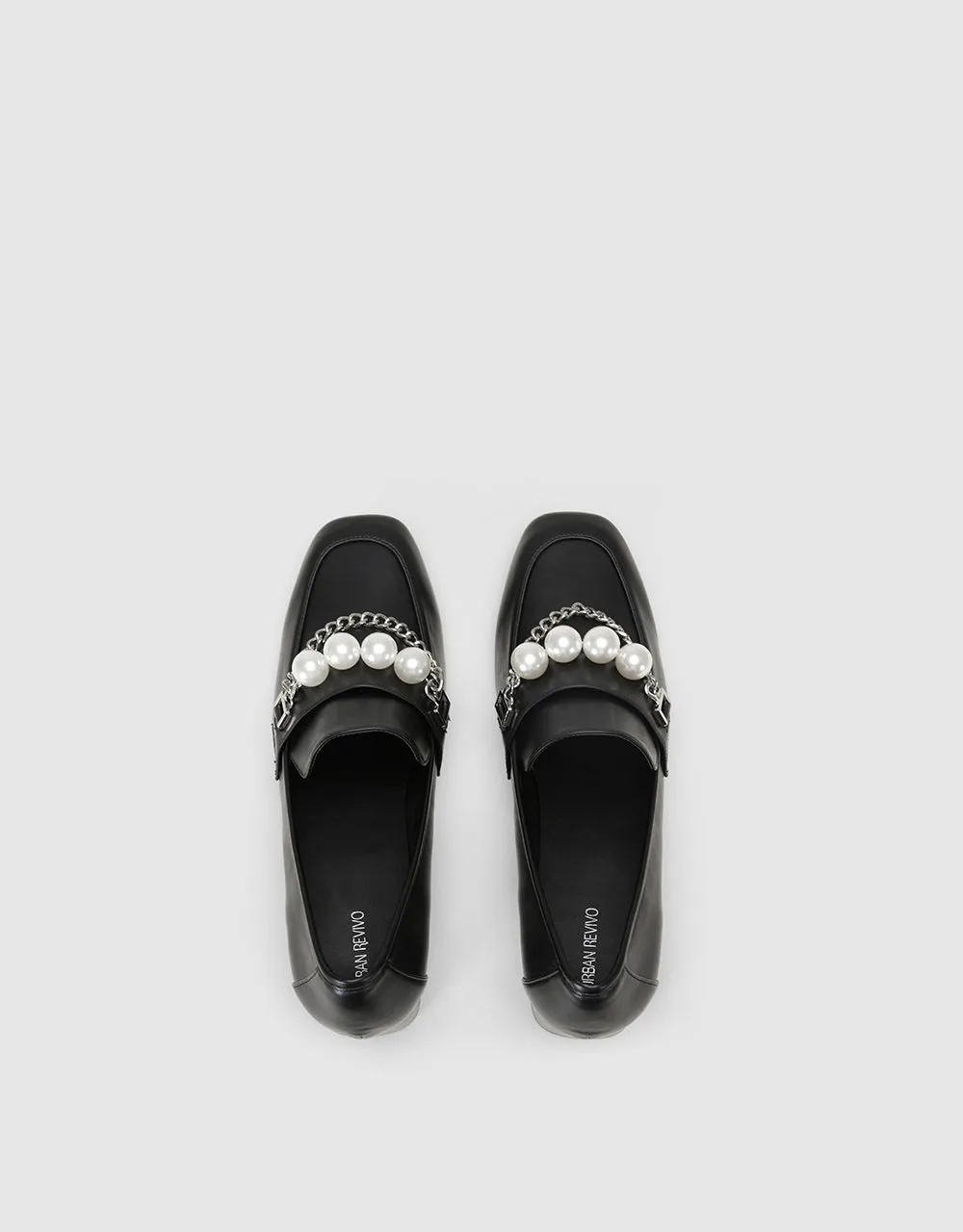 Heeled Loafers With Faux Pearl