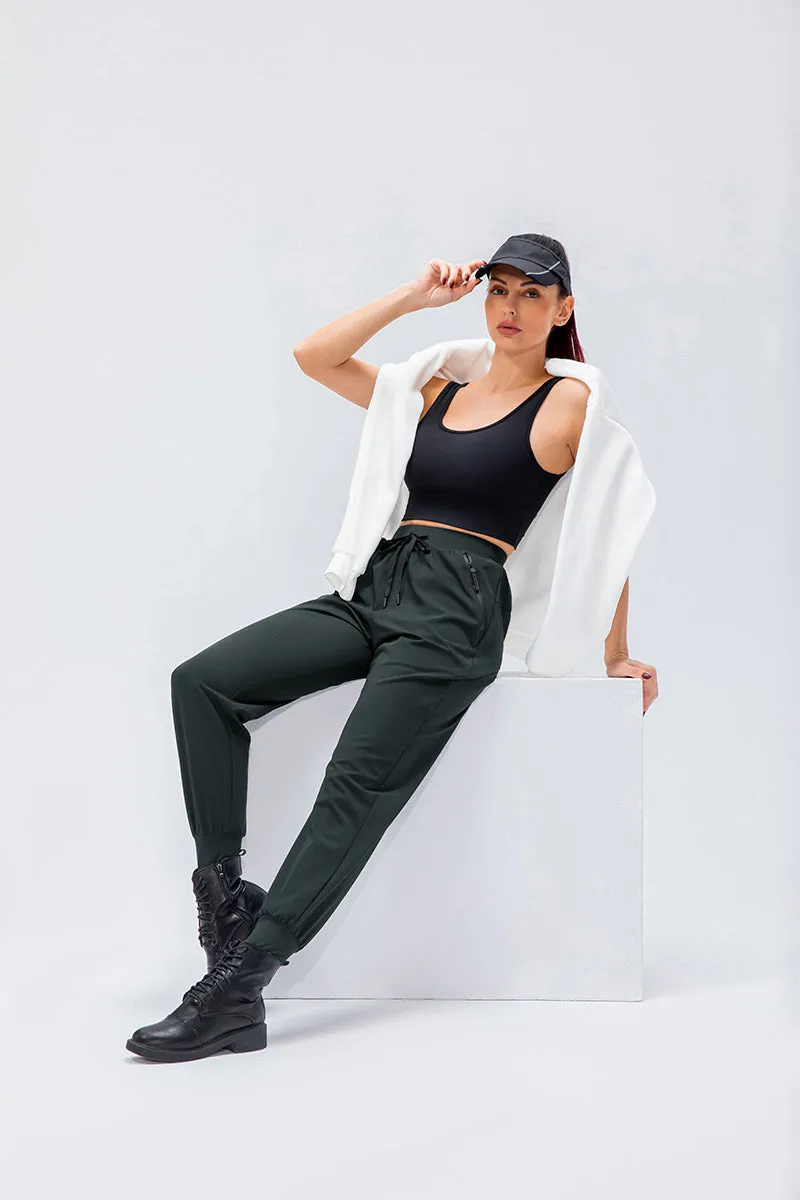 High-Waist Tapered Jogger Pant with Drawstring