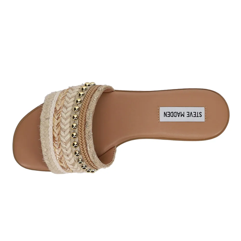 Kassi Raffia Studded Slide Sandals