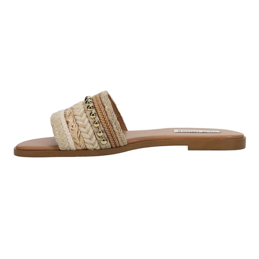 Kassi Raffia Studded Slide Sandals