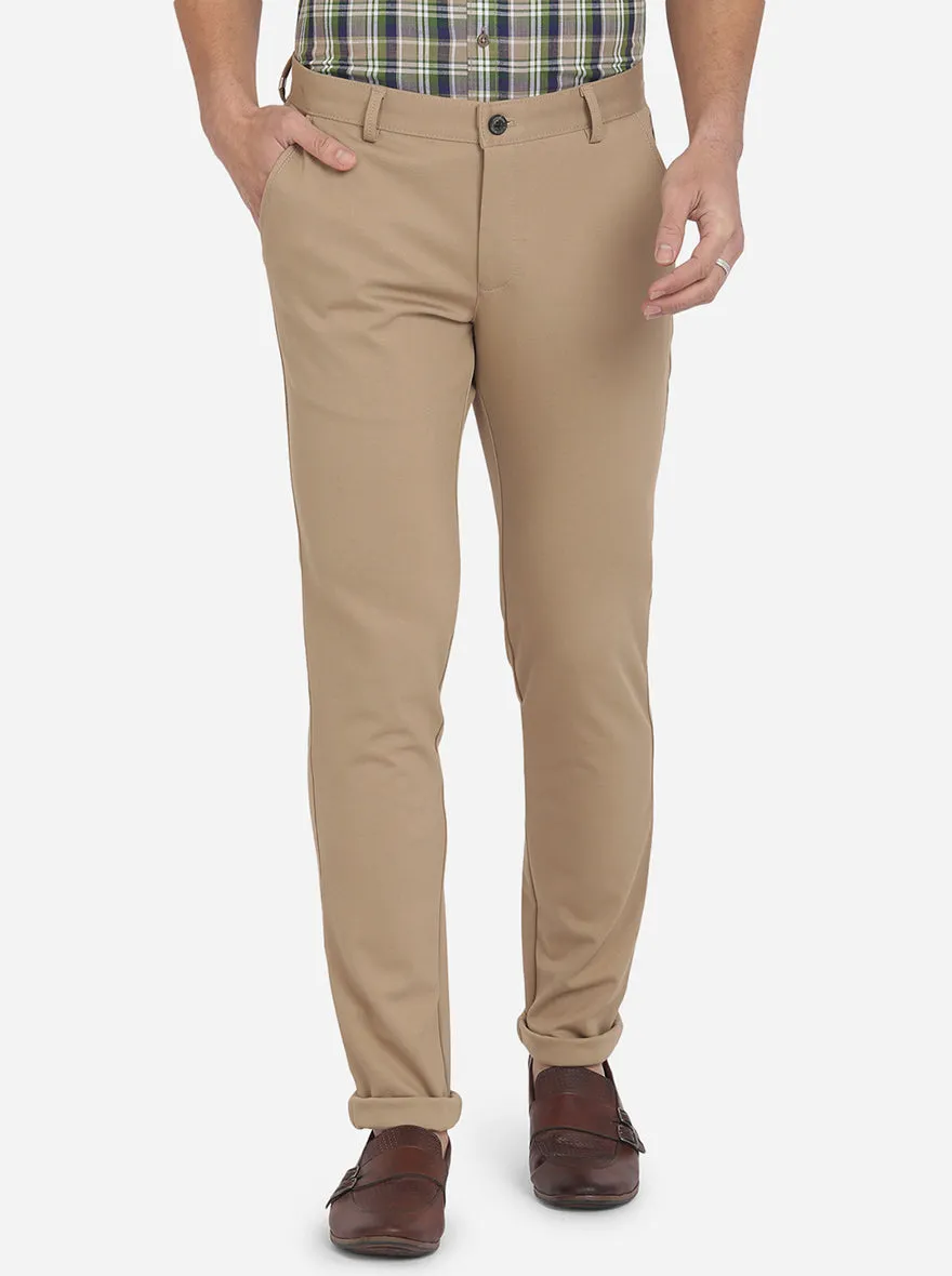 Khaki Solid Venice Fit Casual Trouser | JadeBlue