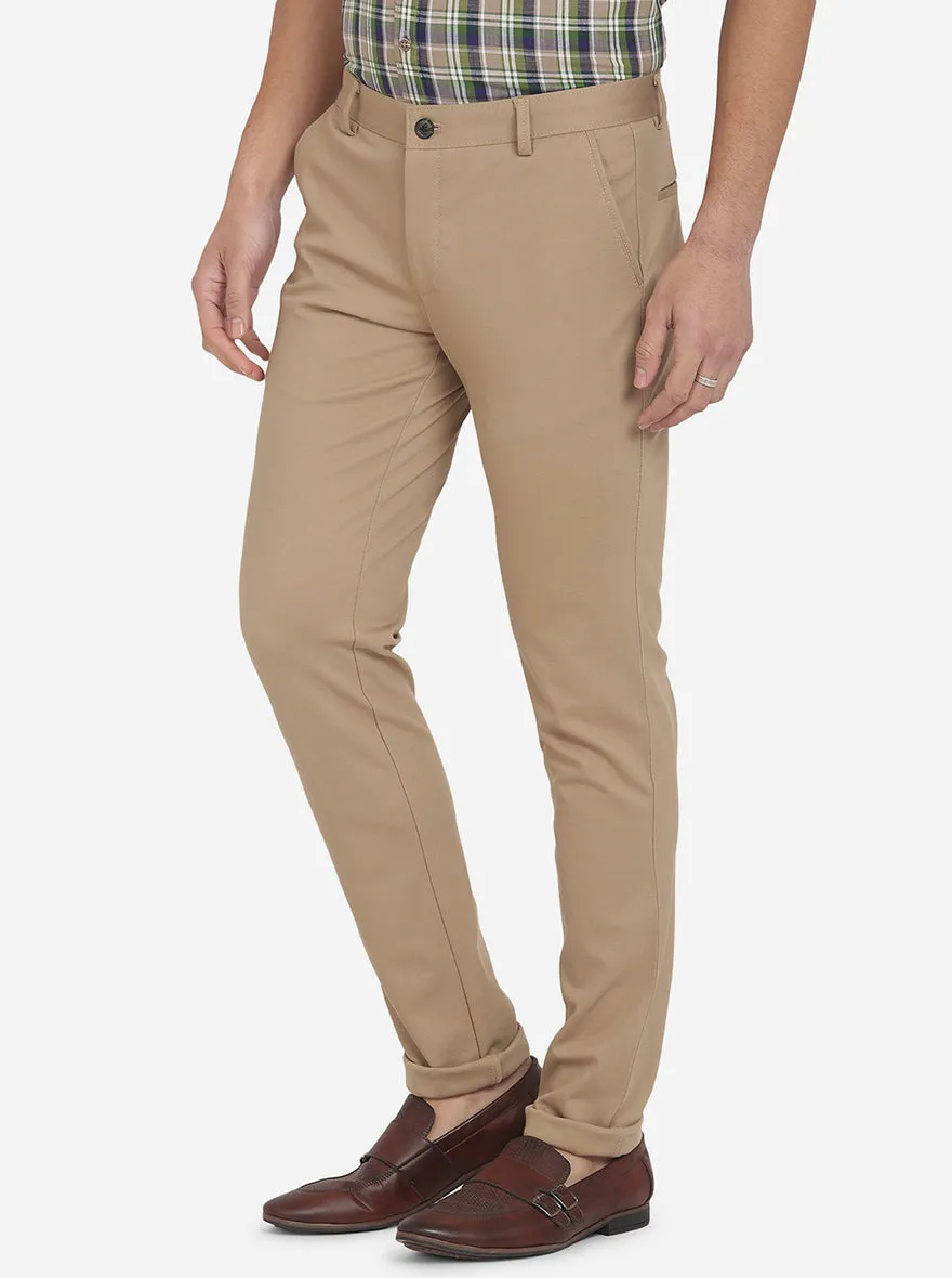 Khaki Solid Venice Fit Casual Trouser | JadeBlue