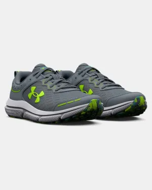 Kids' Grade School UA Assert 10 Running Shoe - Gravel/Glacier Blue/Lime Surge