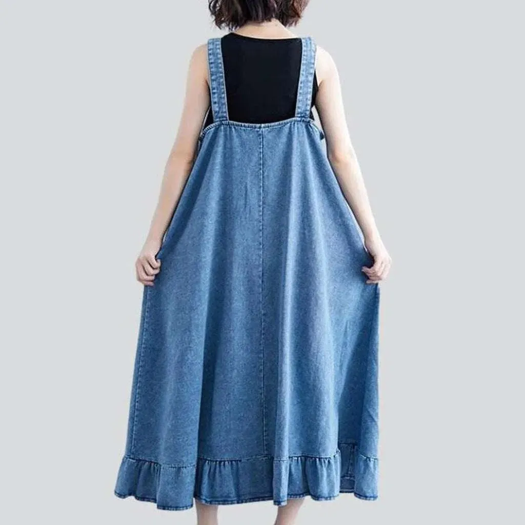 Long light wash denim dress