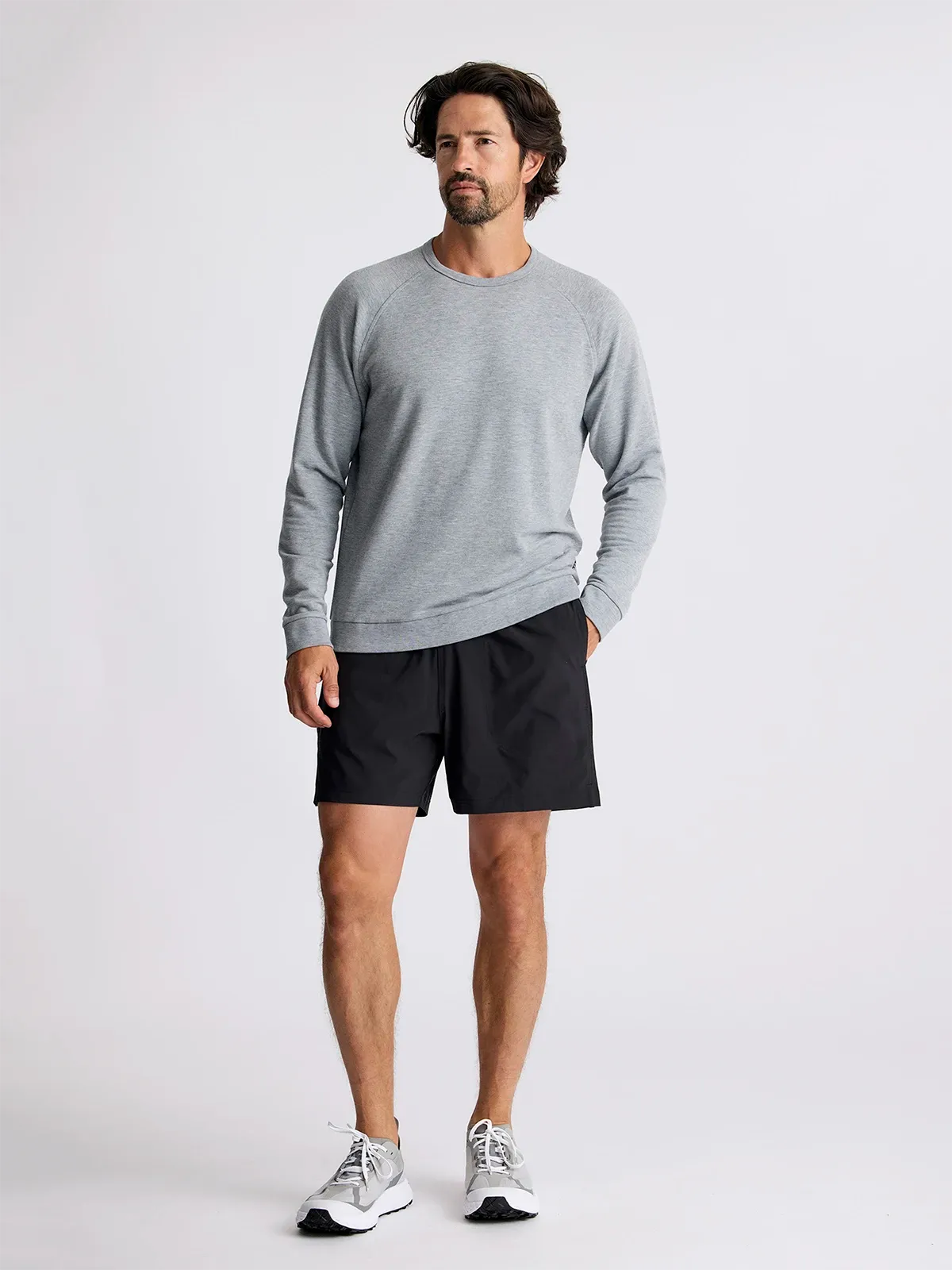 Men's Bamboo Lightweight Fleece Crew - Heather Grey