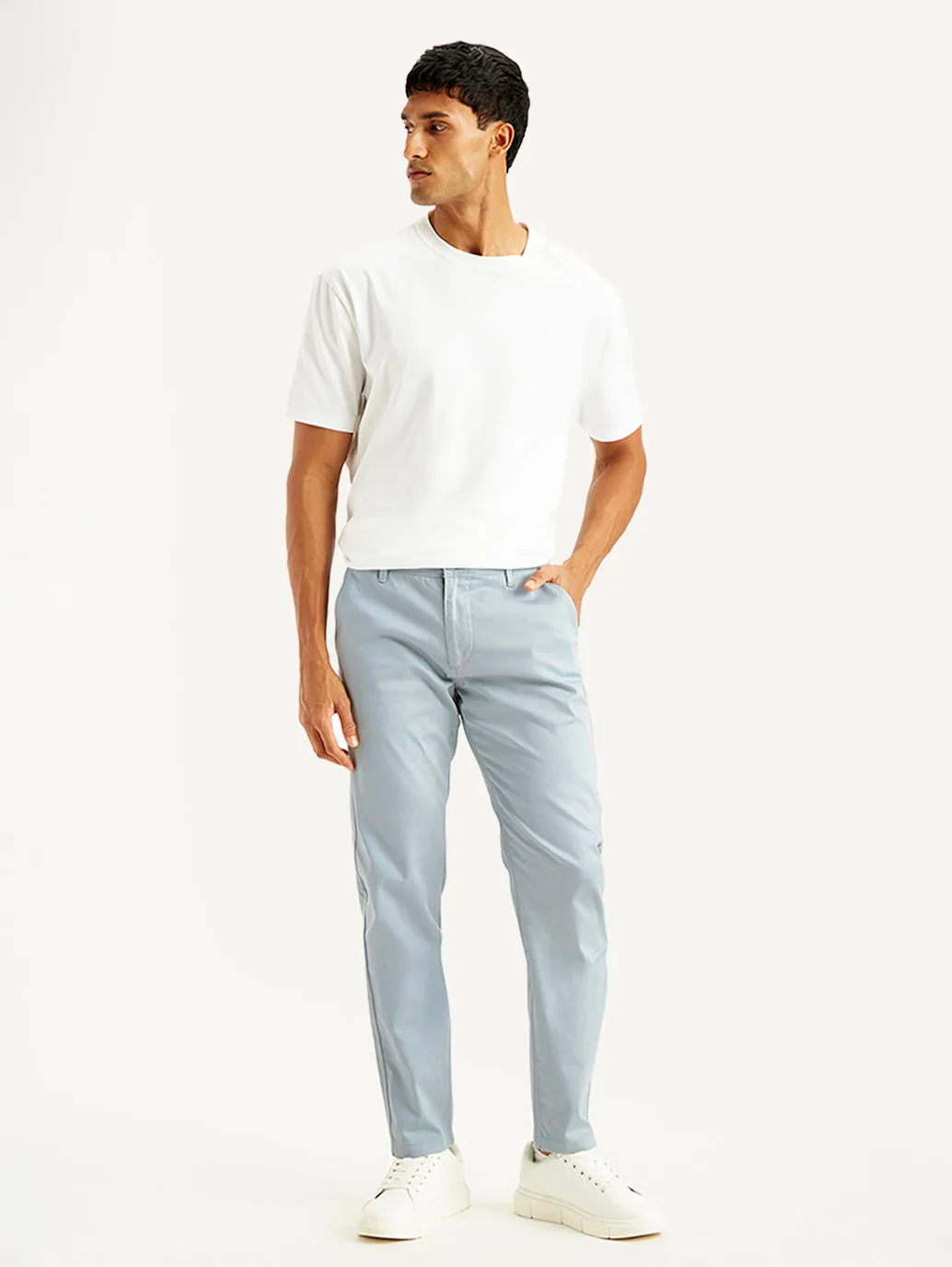 Men's Light Blue Tapered Chinos