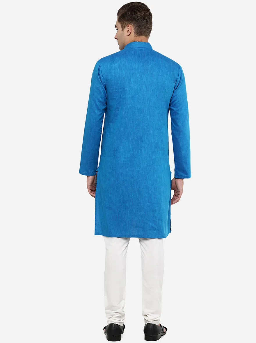 Peacock Blue Solid Kurta | Azania