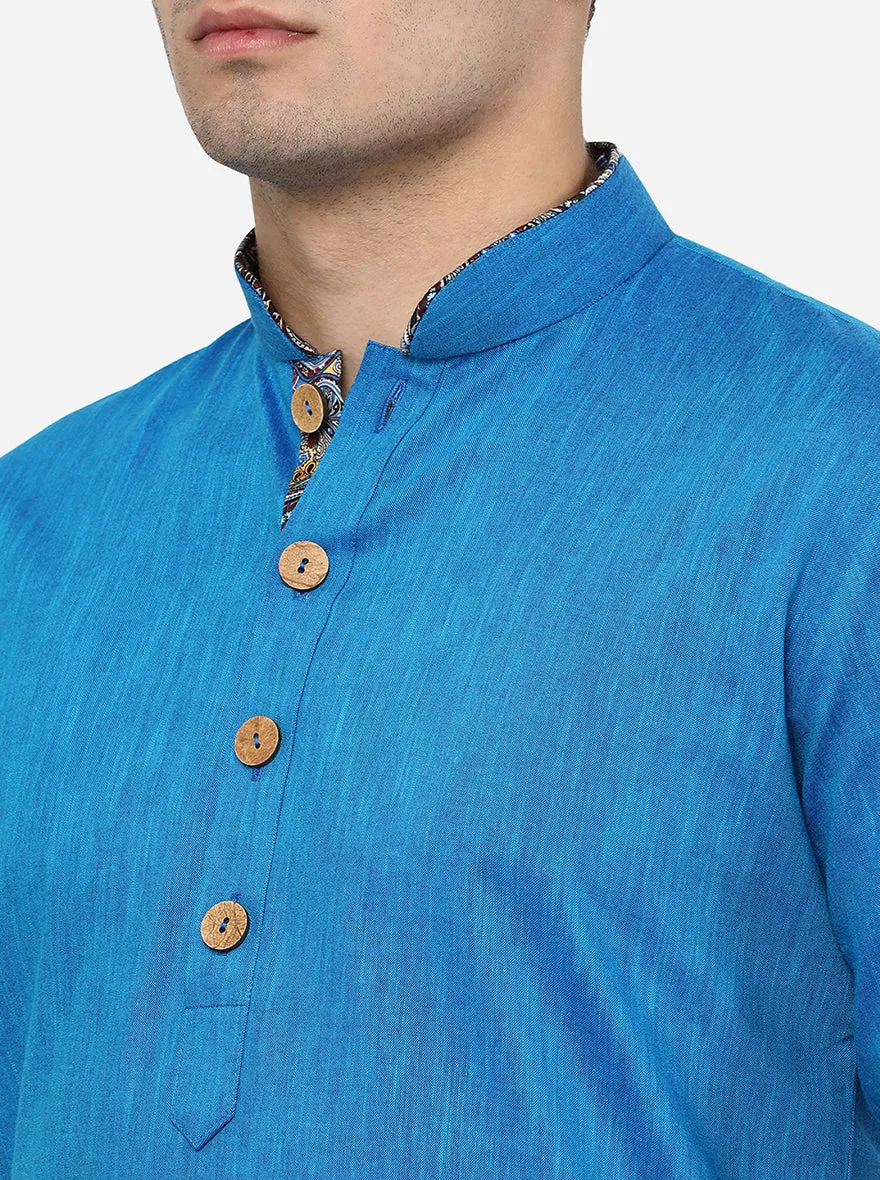 Peacock Blue Solid Kurta | Azania