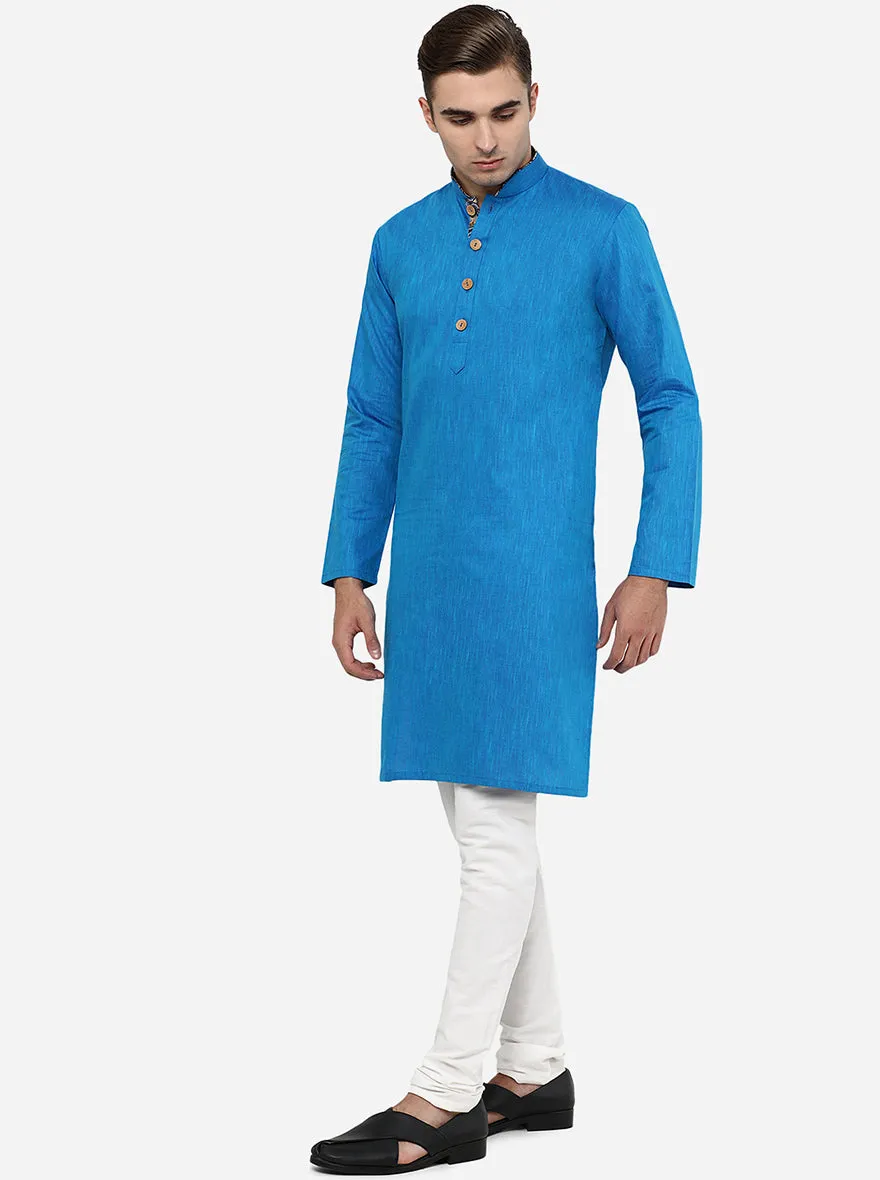 Peacock Blue Solid Kurta | Azania