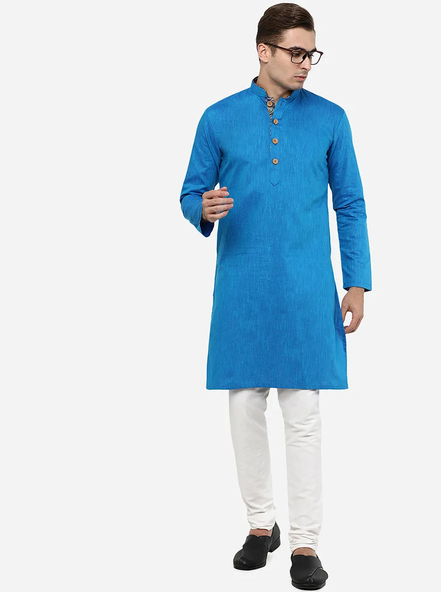 Peacock Blue Solid Kurta | Azania