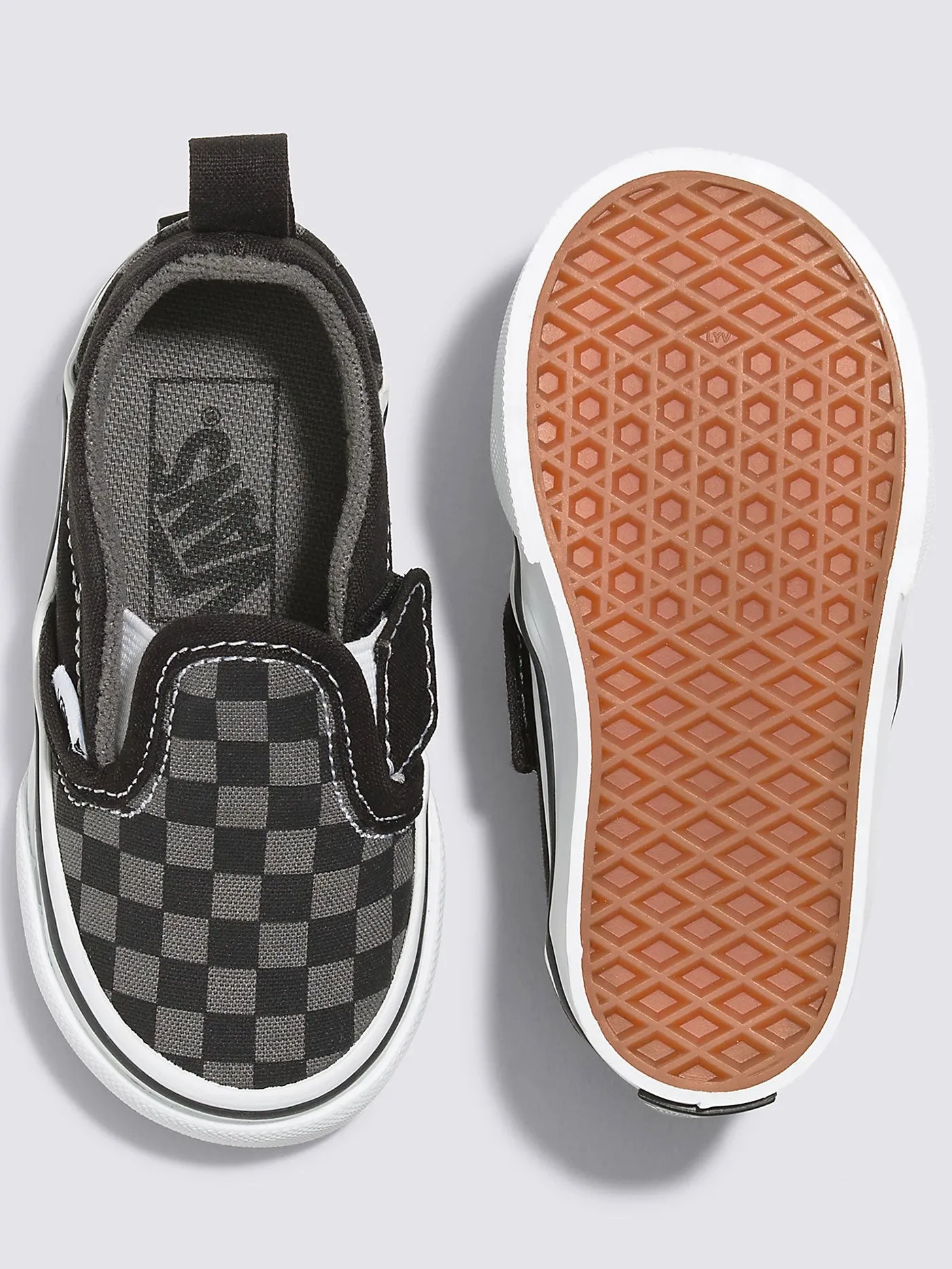 Slip-On V Checkerboard Black/Pewter Shoes (Little Kids)