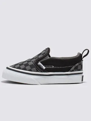 Slip-On V Checkerboard Black/Pewter Shoes (Little Kids)