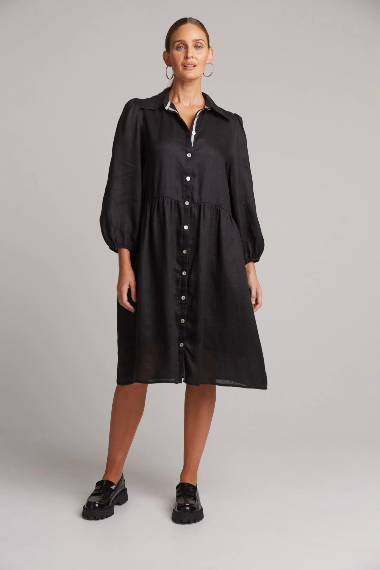 Studio Midi Shirt Dress - Ebony