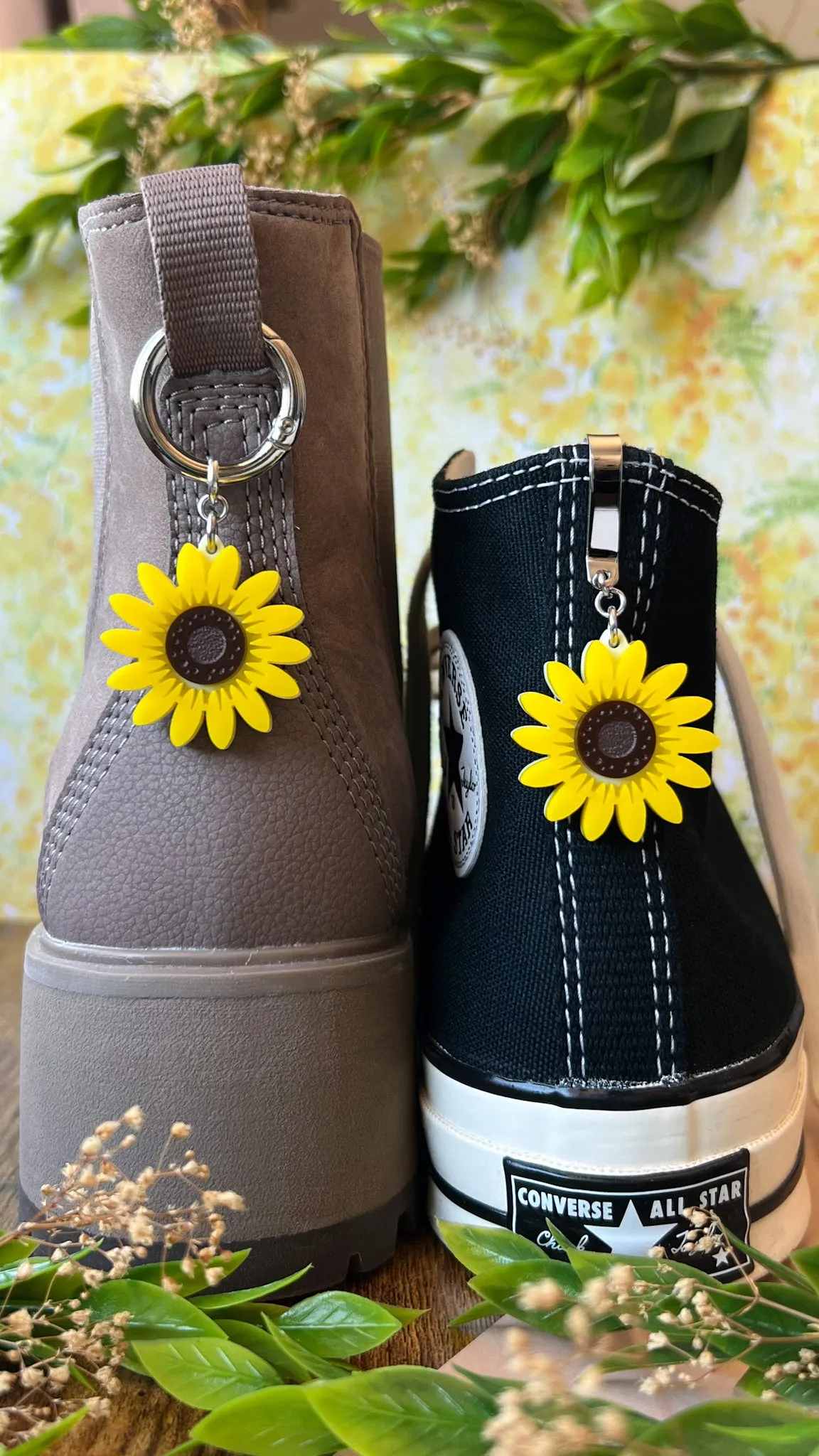 Sunflower Shoe Accessory | Pull Loop Boot Charm, Shoe Charm, High Top Sneaker Clip or Boot Clip, Acrylic Shoe Keychain