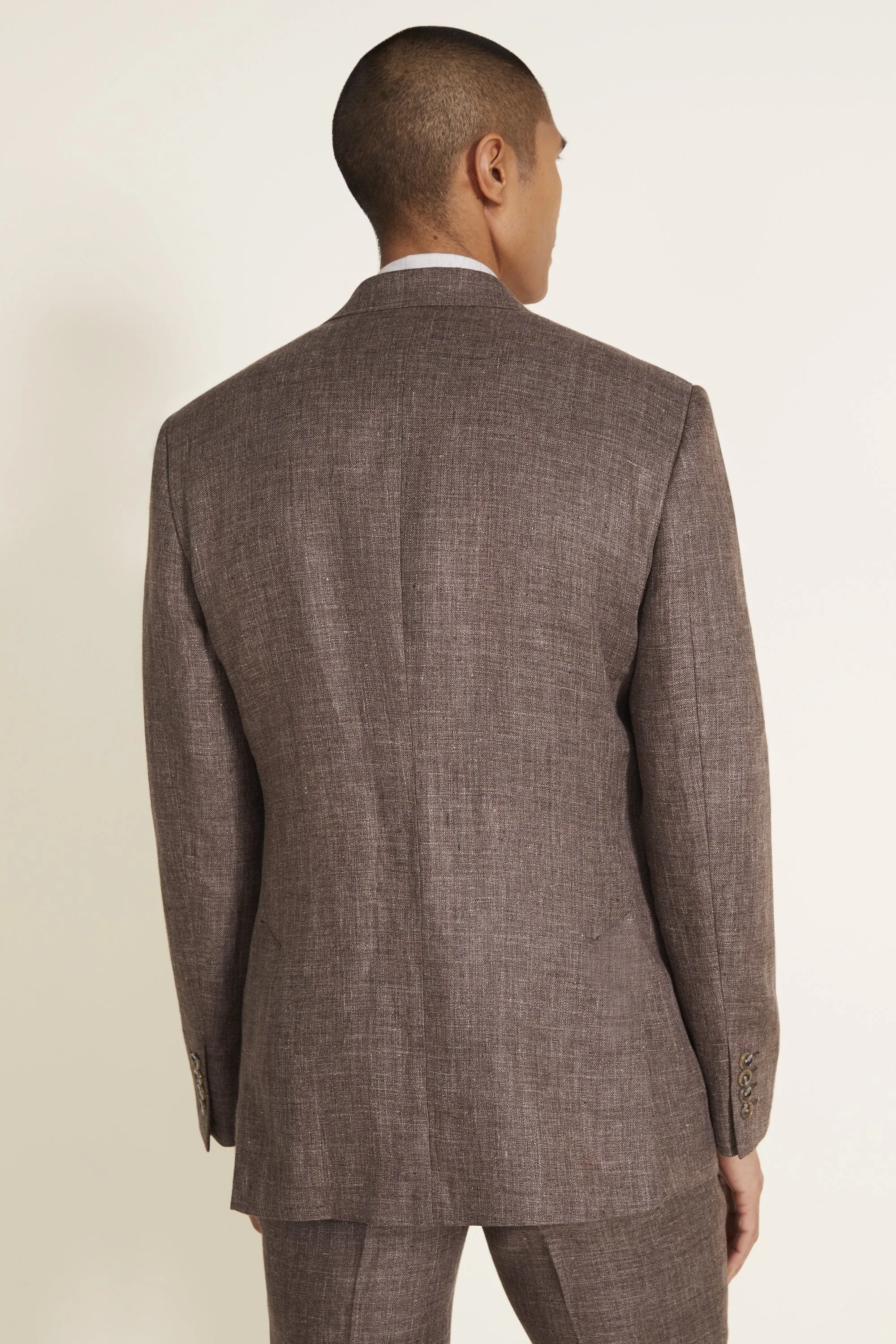 Tailored Fit Brown Linen Suit