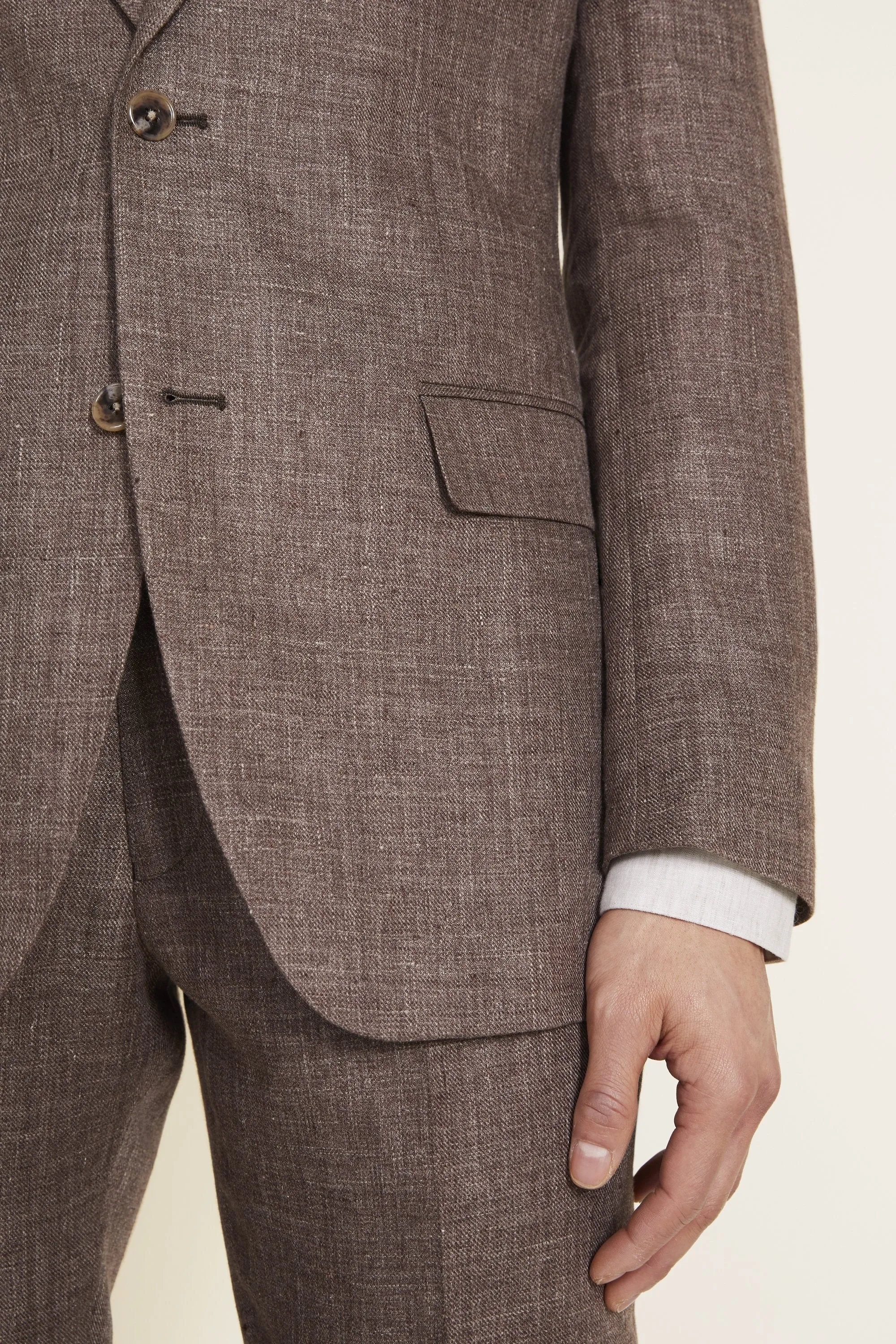 Tailored Fit Brown Linen Suit