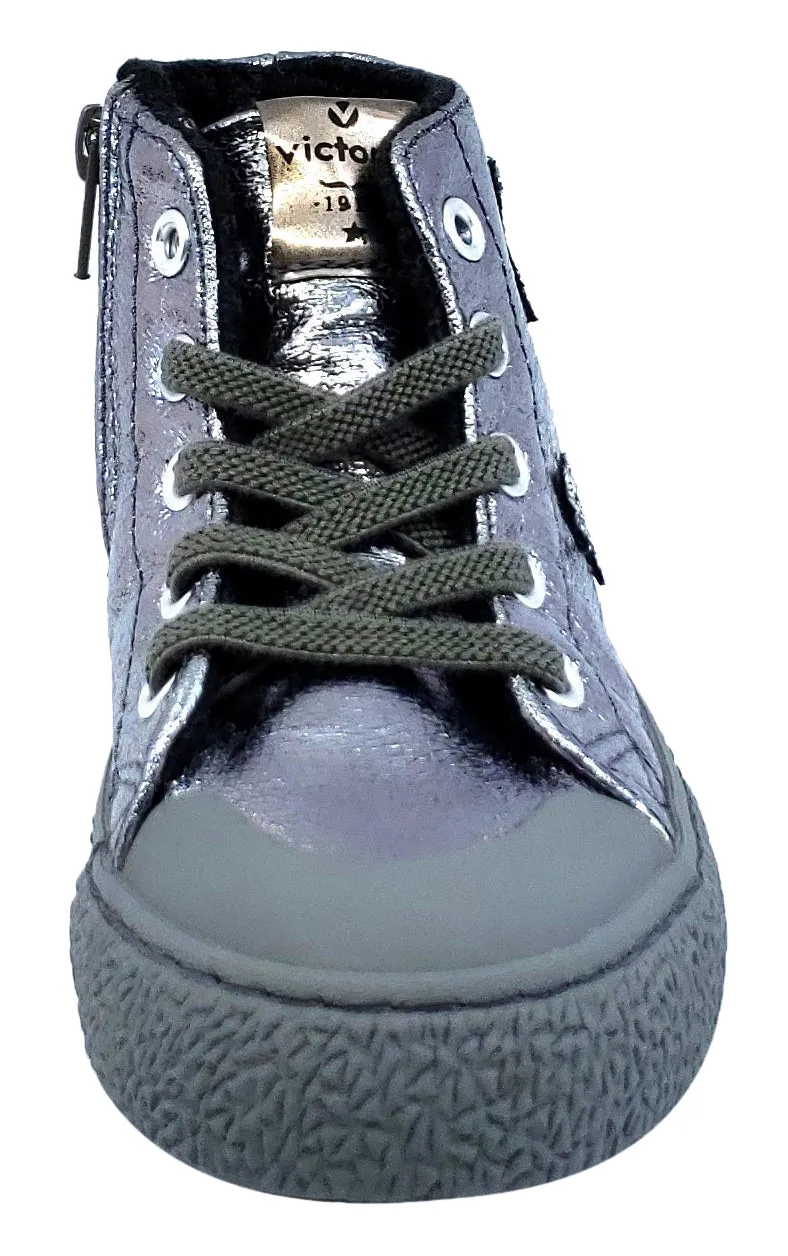 Victoria Tribu Metal Stars Hightop Metallic Silver for Girl's