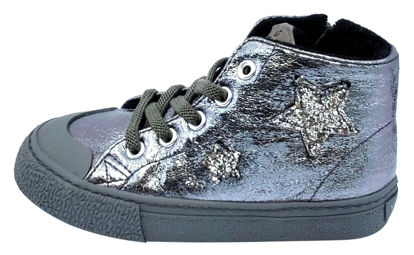 Victoria Tribu Metal Stars Hightop Metallic Silver for Girl's