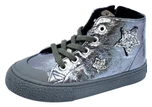 Victoria Tribu Metal Stars Hightop Metallic Silver for Girl's