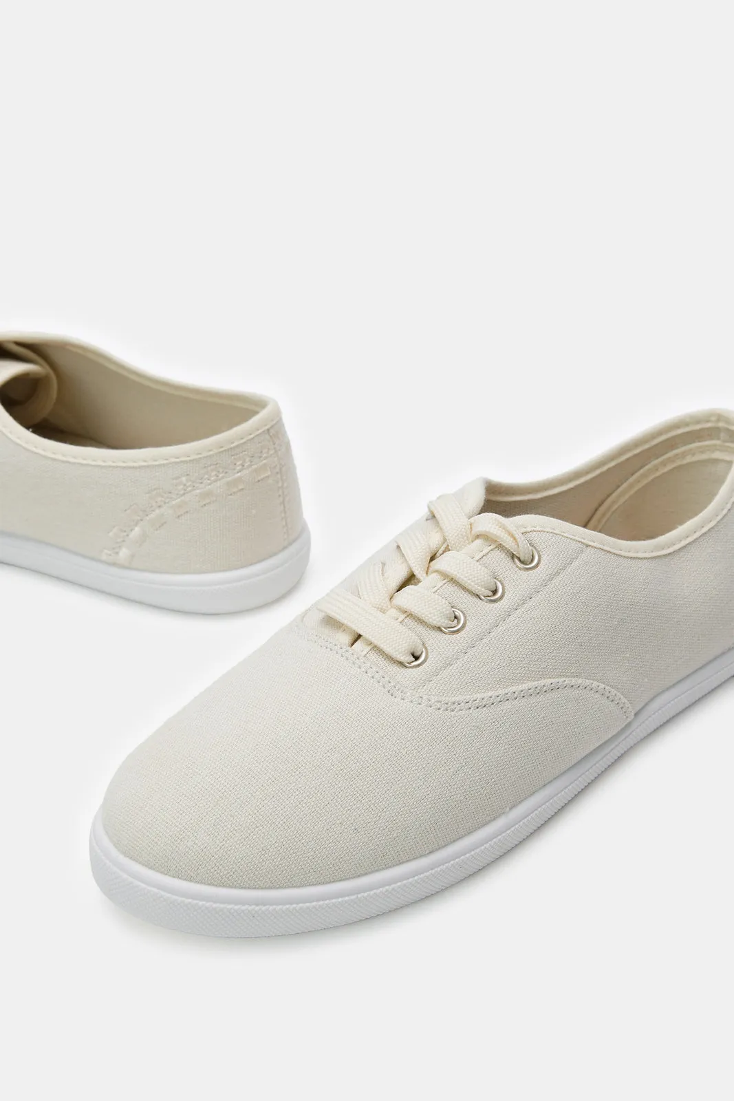 Women Beige Solid Plimsoll Shoes