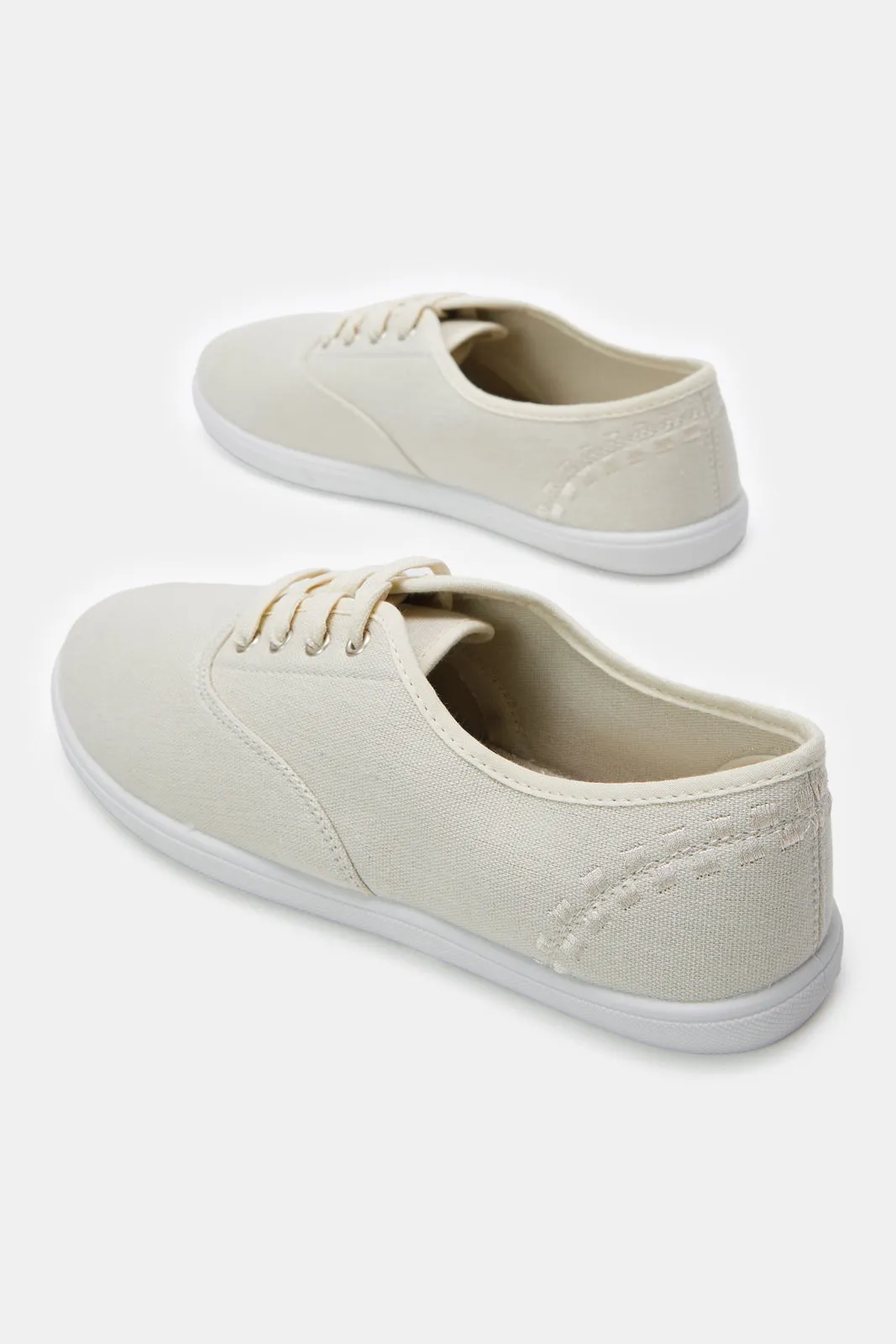 Women Beige Solid Plimsoll Shoes