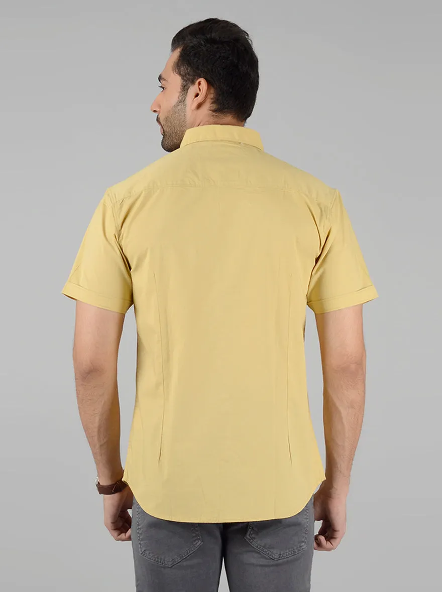 Yellow Solid Slim Fit Casual Shirt | Greenfibre